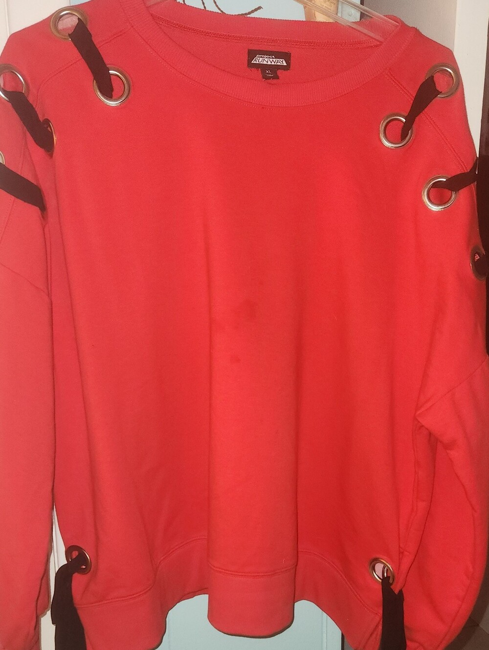 project RUNWAY Red Grommet-Detail Sweatshirt